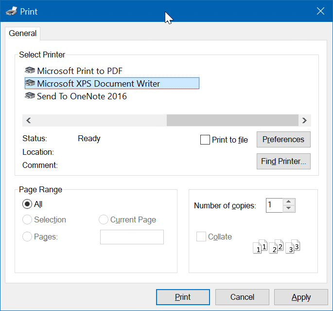 remove Microsoft XPS Document Writer from Windows 10 pic01