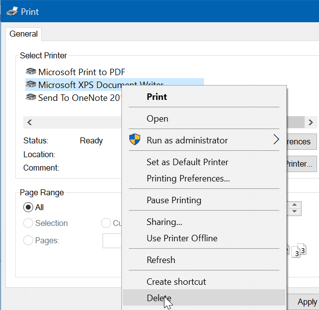 remove Microsoft XPS Document Writer from Windows 10 pic10