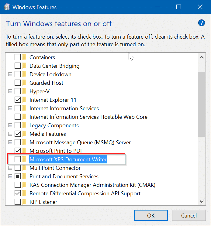 remove Microsoft XPS Document Writer from Windows 10 pic6
