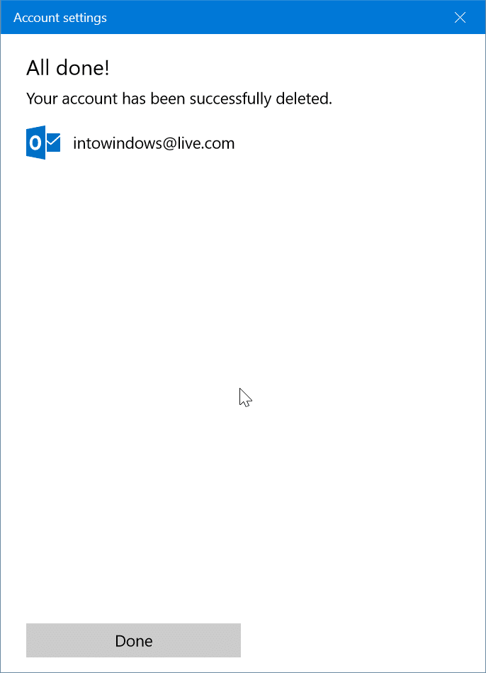 remove an email account from Mail app in Windows 10 pic9