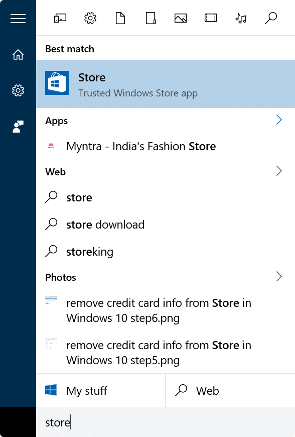 remove credit card info from Store in Windows 10 step1