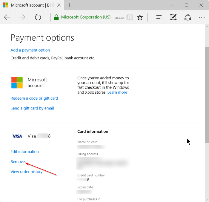 remove credit card info from Store in Windows 10 step5