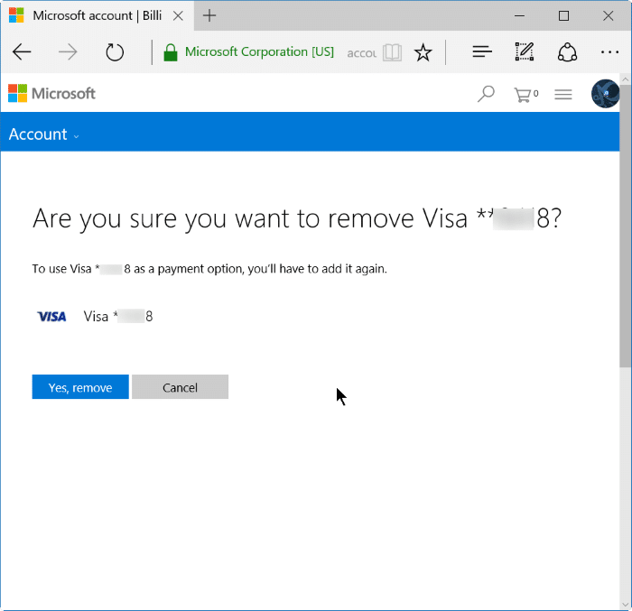 remove credit card info from Store in Windows 10 step6
