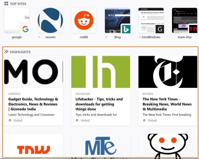 remove highlights from firefox new tab page pic1