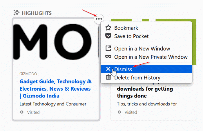 remove highlights from firefox new tab page pic4
