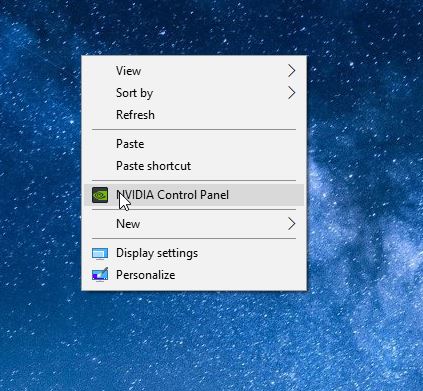 remove nvidia control panel from desktop right click menu in Windows 10 pic1