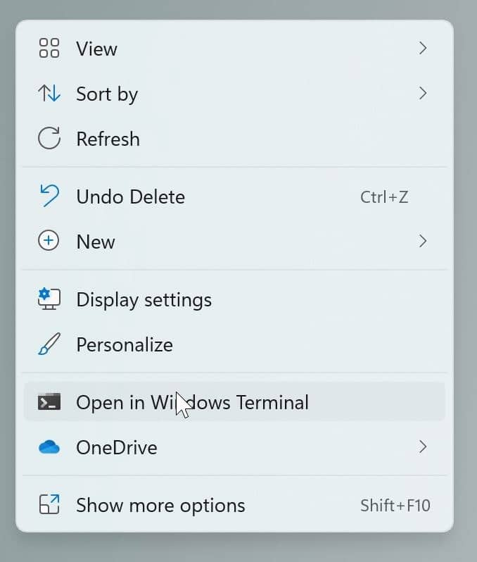 remove open in Windows terminal from context menu Windows 11
