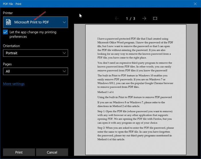 remove password from PDF file in Windows 10 pic4