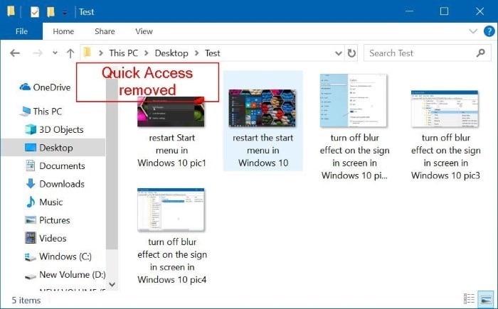 remove quick access from Windows 10 navigation pane pic2