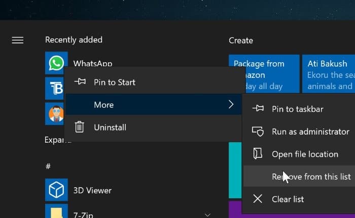 remove recently added apps from Start menu in Windows 10 pic2