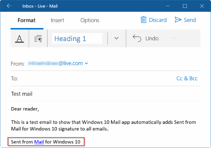remove sent from mail for Windows 10 message pic2