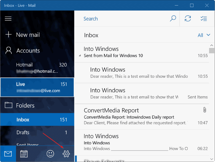 remove sent from mail for Windows 10 message pic3
