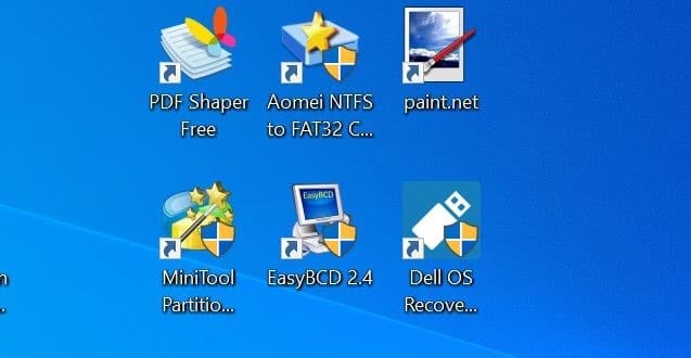 remove yellow and blue shield from program shorcuts on the desktop in Windows 10
