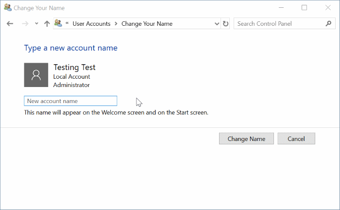 rename users accounts in Windows 10 pic8