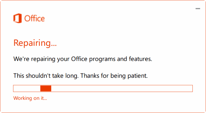 repair Office 365 install on Windows 10 step5