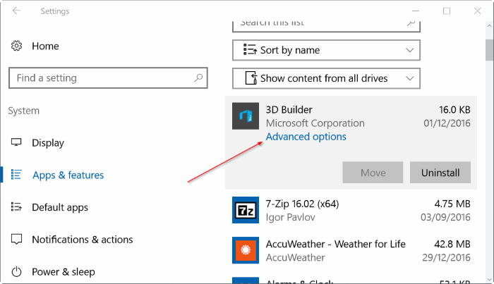 repair Windows 10 apps pic1