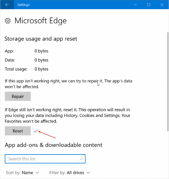 reset Microsoft Edge in Windows 10 easy way pic5
