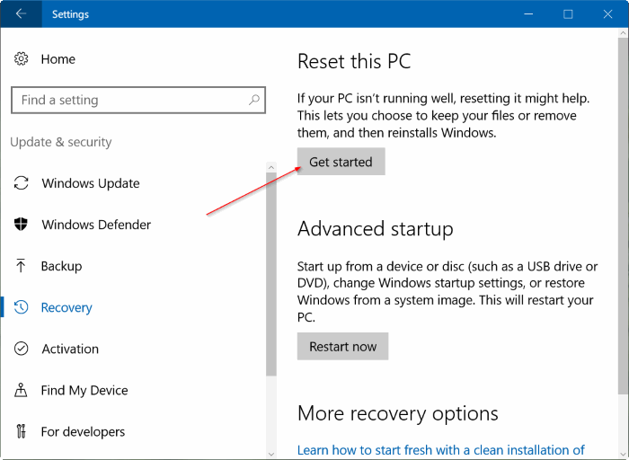 reset Windows 10 PC pic3