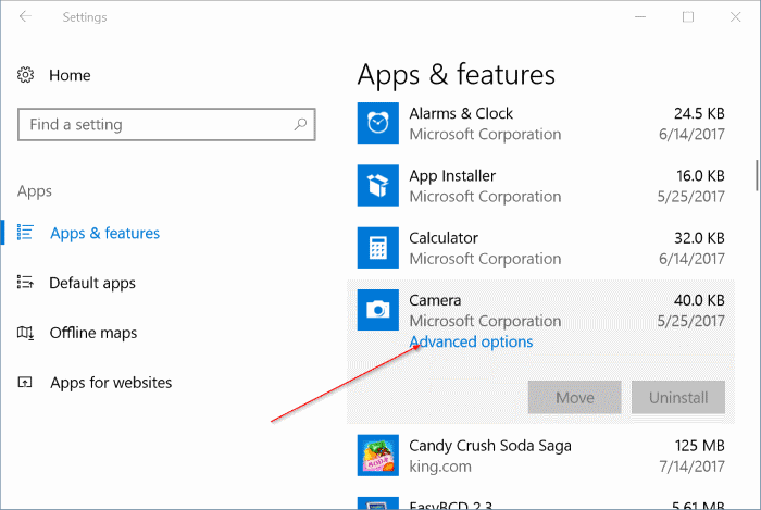 reset and reinstall Camera in Windows 10 pic2