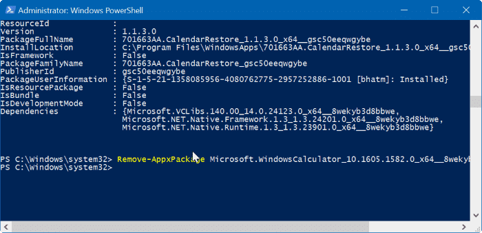 reset or reinstall Calculator in Windows 10 step7