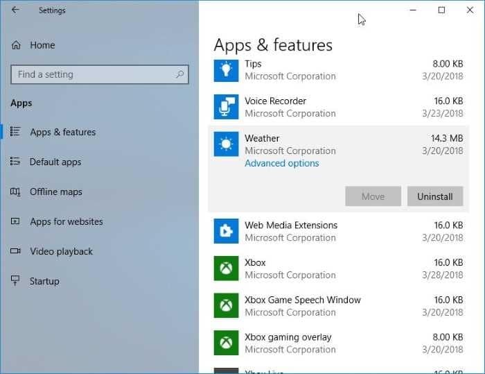 reset or reinstall Weather app in Windows 10 pic4