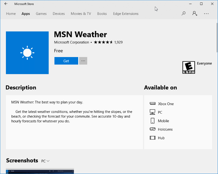reset or reinstall Weather app in Windows 10 pic6