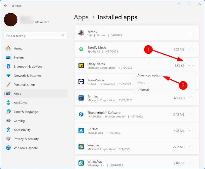 reset or reinstall sticky notes in Windows 11 pic1