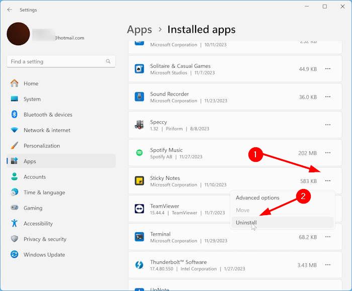 reset or reinstall sticky notes in Windows 11 pic3