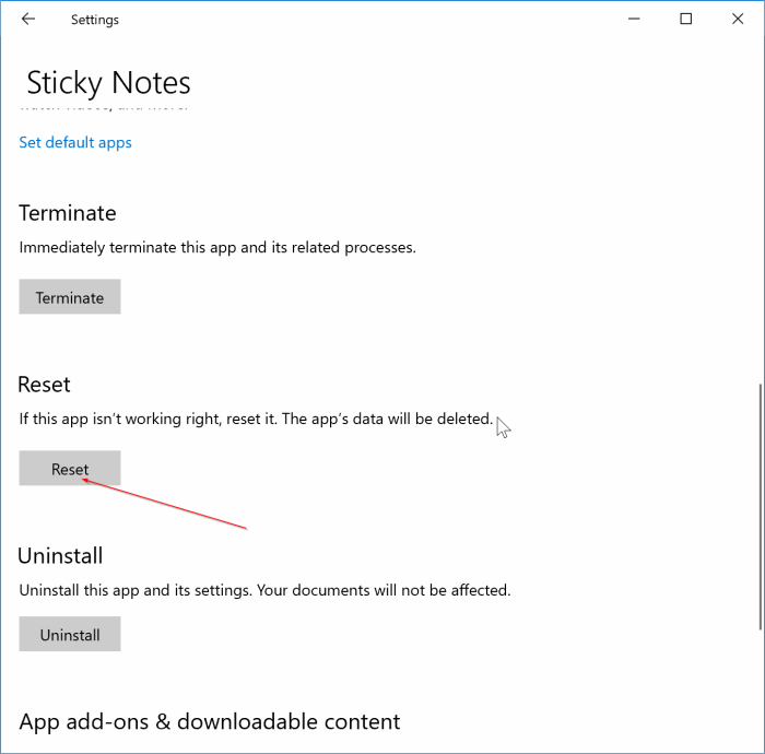 reset sticky notes in Windows 10 pic2