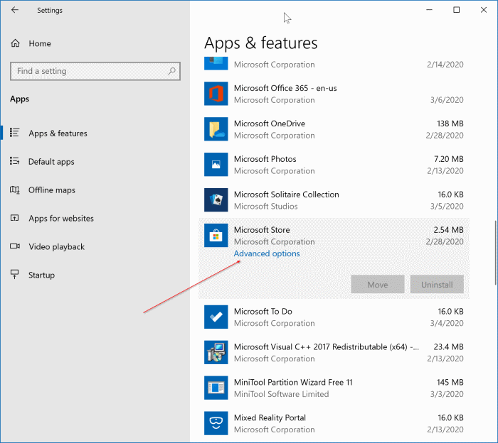 reset the Store app in Windows 10 pic01