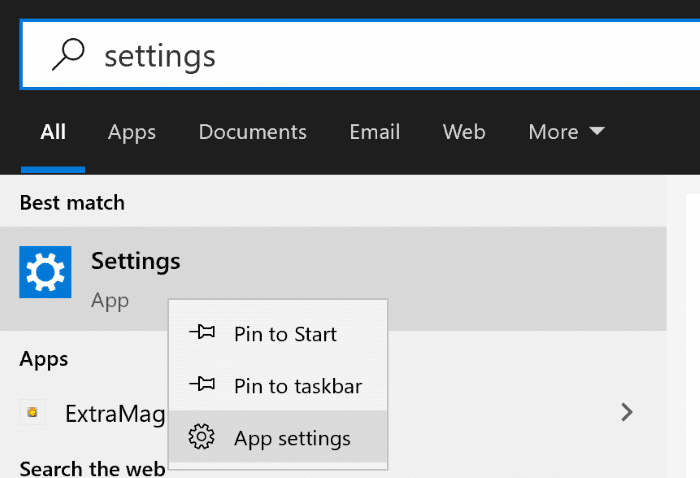 reset the settings app in Windows 10 pic2.1