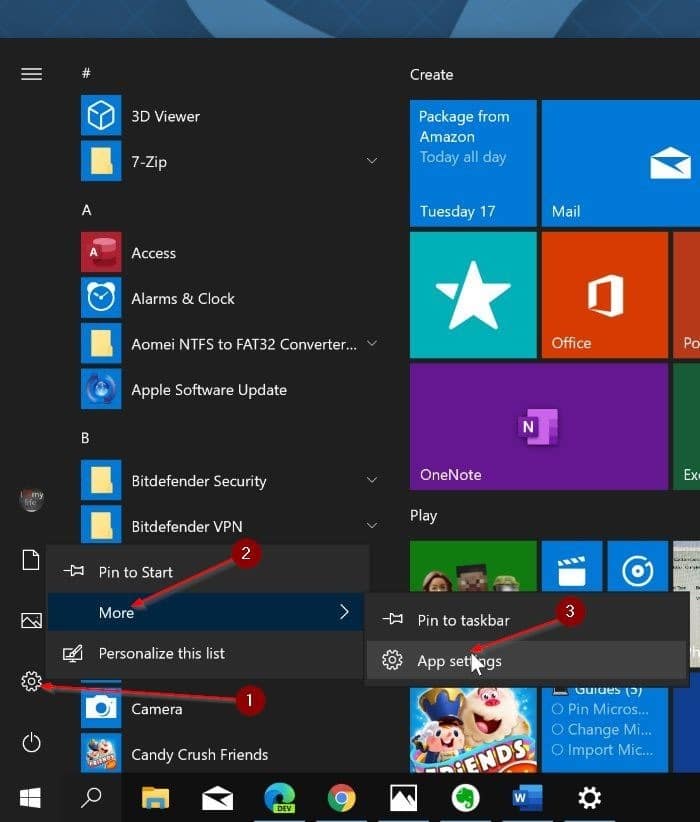 reset the settings app in Windows 10 pic2