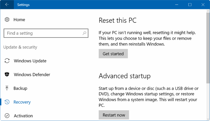 reset windows registry in Windows 10 pic1
