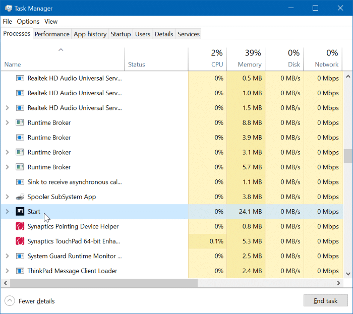 restart Start menu in Windows 10 pic3
