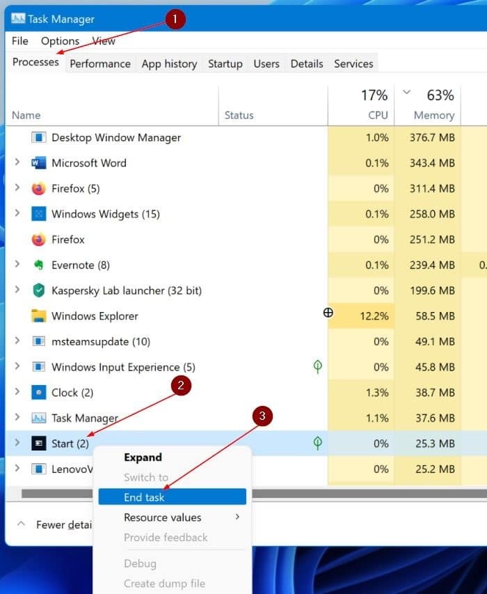 restart start menu in Windows 11 pic2