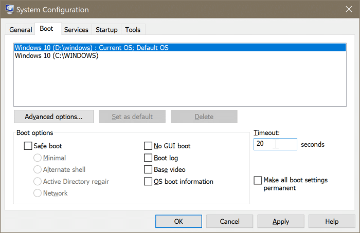 restore the missing dual boot menu in Windows 10 pic4