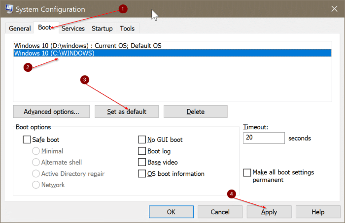 restore the missing dual boot menu in Windows 10 pic5