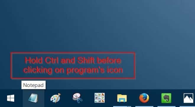 run a program pinned to taskbar as admin Windows 10 pic1