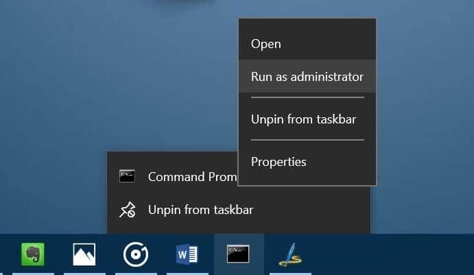 run a program pinned to taskbar as admin Windows 10 pic3
