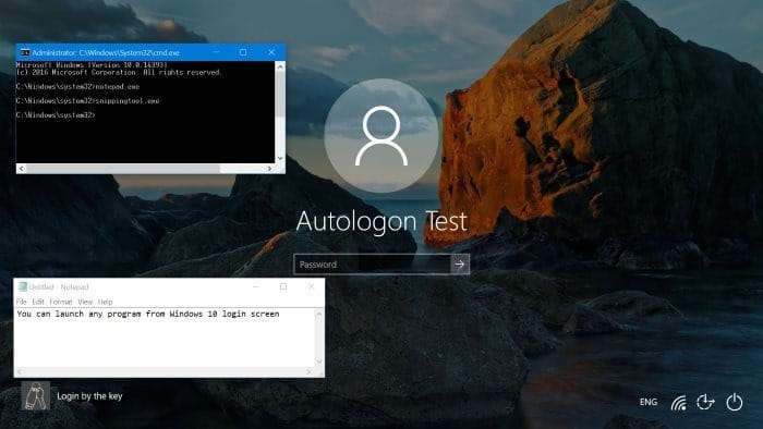 run any program from Windows 10 login screen