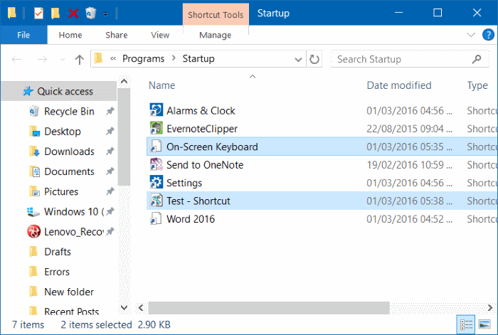 run programs apps scripts at startup in Windows 10 step5