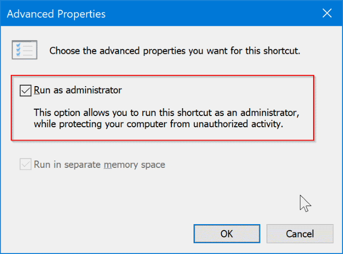 run programs as administrator by default in Windows 10 pic4