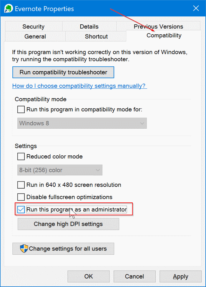 run programs as administrator by default in Windows 10 pic9