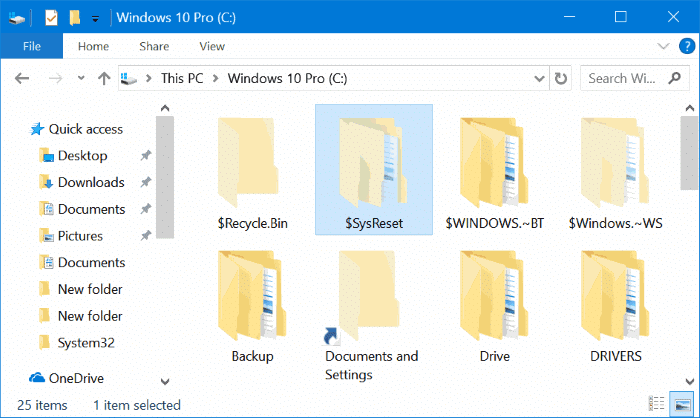 safely delete $sysreset folder in Windows 10 pic3
