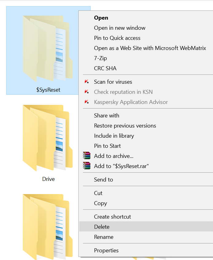 safely delete $sysreset folder in Windows 10 pic4