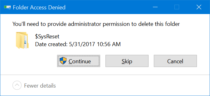 safely delete $sysreset folder in Windows 10 pic5