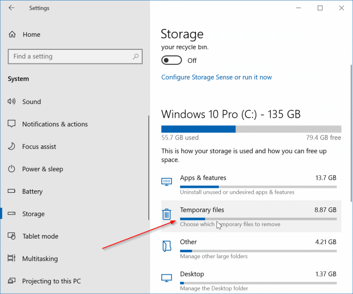 safely delete temporary files in windows 10 pic1