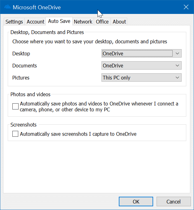save desktop, document and pictures folders in OneDrive in Windows 10 pic2.1