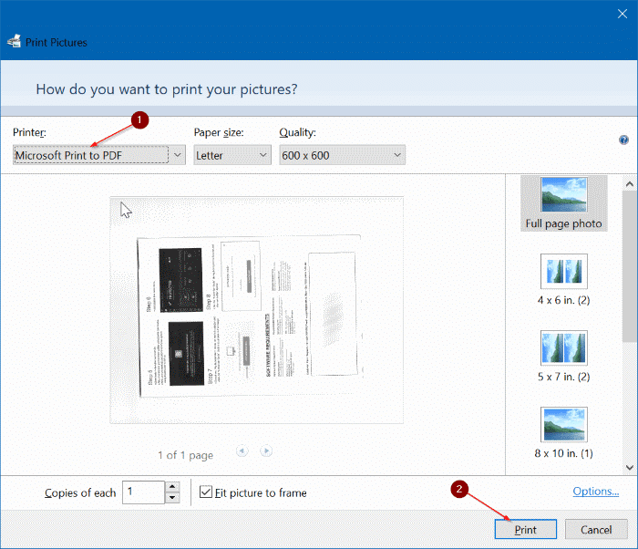 save scanned documents and pictures as PDF in Windows 10 pic04