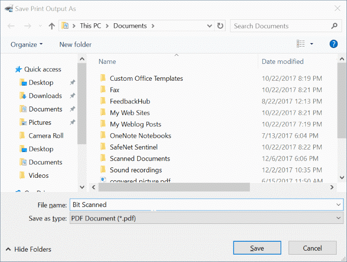 save scanned documents and pictures as PDF in Windows 10 pic05